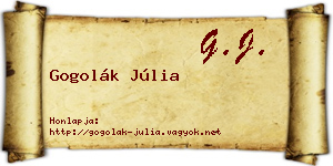 Gogolák Júlia névjegykártya
