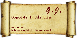Gogolák Júlia névjegykártya